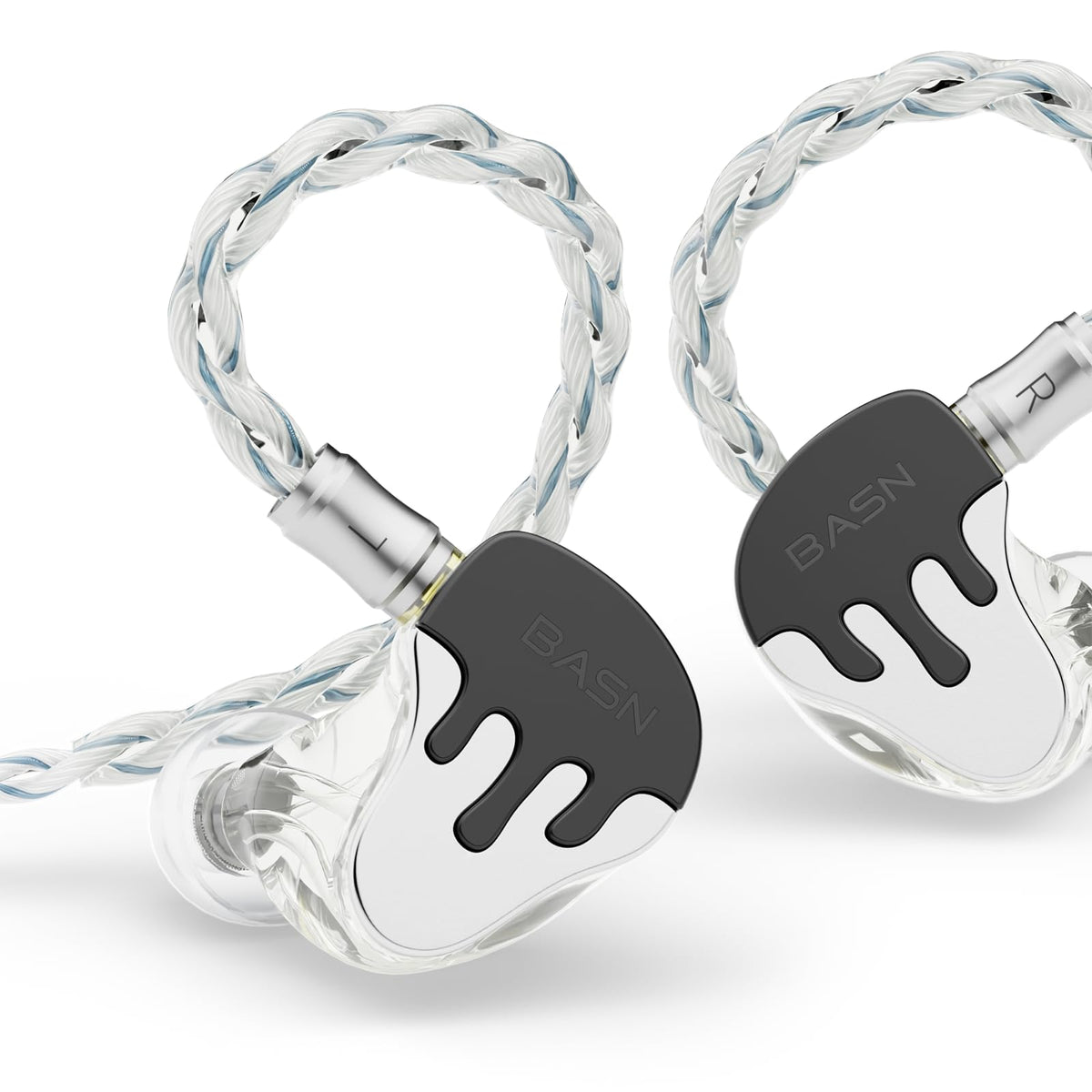 BASN BmasterX 3.5mm 4.4mm in Ear Audio Monitors Earphones (Black/White)