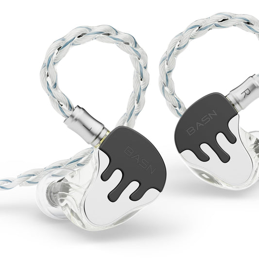 BASN BmasterX 3.5mm 4.4mm in Ear Audio Monitors Earphones (Black/White)