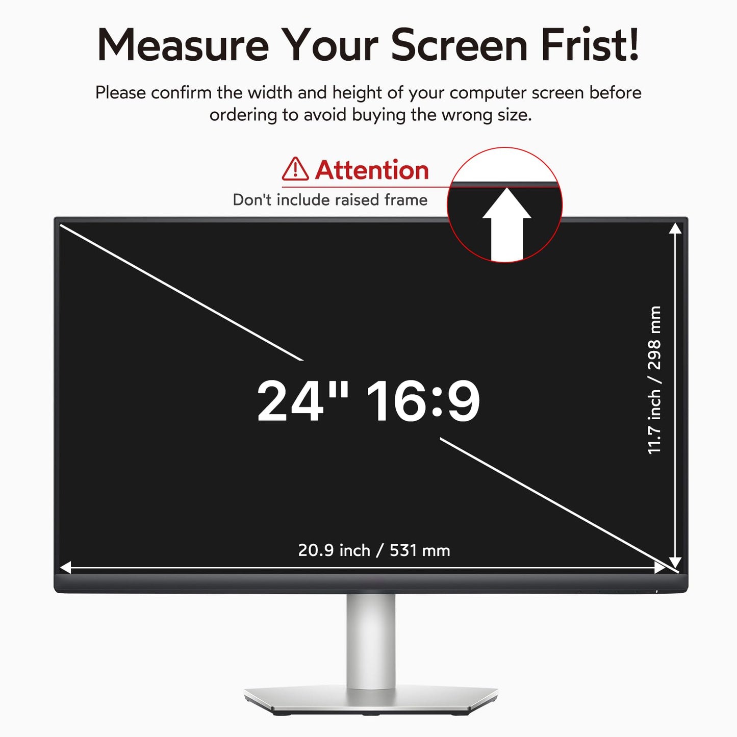 bersem 24 Inch Monitor Computer Privacy Screen Filter for 16:9 Ratio
