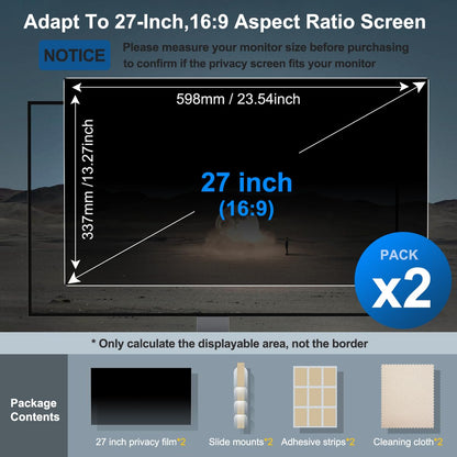 JEAPKA [2-Pack] 27 Inch Privacy Screen for Monitor Computer Screen Privacy Filter for 16:9 Widescreen Monitor Desktop PC Monitor Privacy Film Monitor Privacy Shield and Anti-Glare Protector