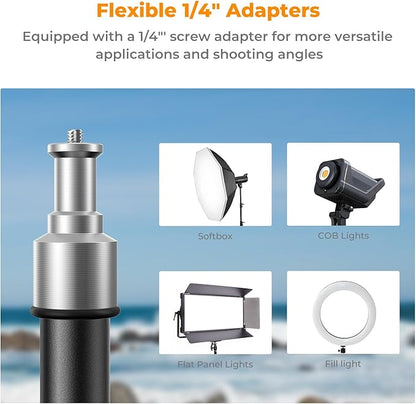 K&F Concept Light Stand for Photography, 6.5ft/2M Portable Extendable Photo Video Tripod Stand, Lighting Tripod with 1/4" Screw for Lighting/Strobe Light/Webcams/Cameras/Softbox, with Storage Bag