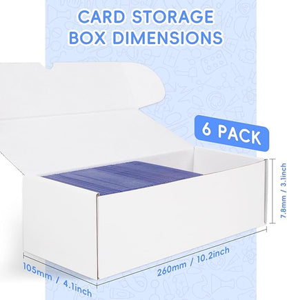 Toploader Storage Box, 6 Packs 900 Count Corrugated Cardboard Storage Box for TCG, Mtg, Sport Cards, Trading Cards, Toploader Collector Boxes with 3 Markers, 6 PCS Multicolor Dividers and Labels