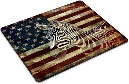 Square Mouse Pad Black and White Zebra and National Flag-1,Gaming Mouse Pads for Desk,Soft Computer Waterproof Non-Slip Mouse Mat