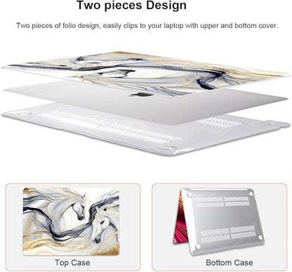 Compatible with 2021 2020 2019 2018 MacBook Air 13 inch Case M1 A2337 A2179 A1932 Retina Display Touch ID, Crystal Clear Pattern Plastic Hard Shell Case for Mac Air 13 M1 2021, Unique Horse
