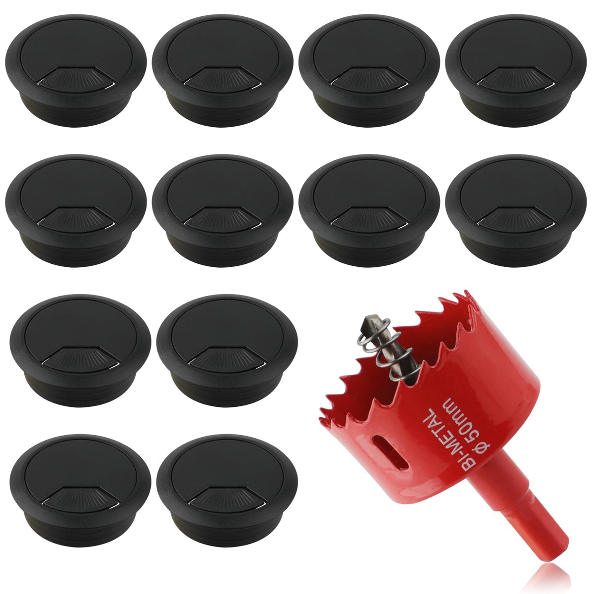 1.5 Inch(38mm) Desk Grommet,13 Pieces Cable Grommet, Desk Hole Cover for Cables with Hole Saw,Plastic Cable Cord Wire Hole Cover for Desk, Table,Cabinet,Countertop and Other Furniture(Whitek)