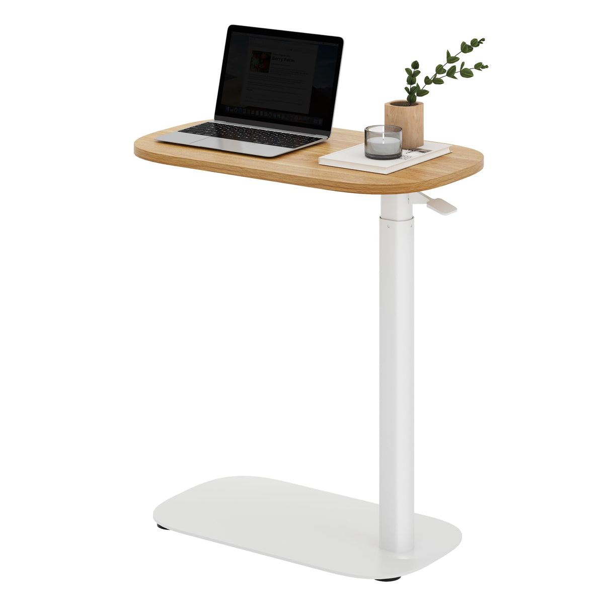 SANODESK 24''Pneumatic Height Adjustable Overbed Bedside Table Mobile