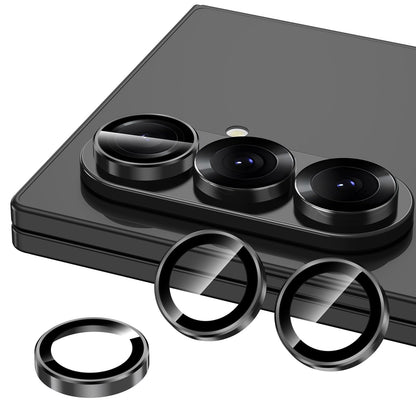 Avocase for Samsung Galaxy Z Fold 7 Camera Lens Protector, Individual Metal Ring Tempered Glass Lens Cover, [Strong Adsorption] Scratch Resistant Ultra-Thin HD Clear Lens Cover, 1 Set-Black Ring