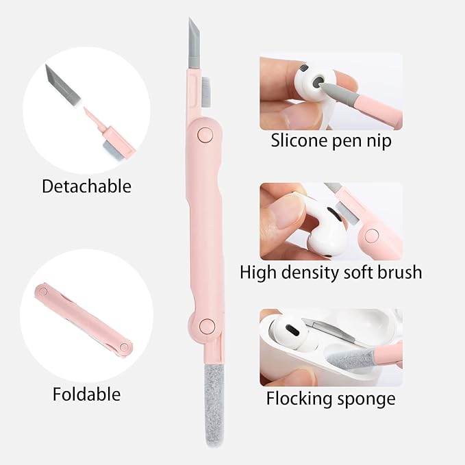7 in 1 Electronic Cleaner kit - Keyboard Cleaner, Keyboard Cleaning Kit, Laptop Cleaner with Brush, Electronic Cleaner for Airpods pro/Laptop/Phone/Computer/Screen (Give Away a Flannel Cloth) Pink