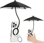 Magnetic Umbrella Phone Stand for Sun Protection,Adjustable Sun Shade Shield for iPhone 16/15/14/13/12 Pro Max,Samsung & Google,Detachable Ring Stand,Heat-Resistant Design,Car Mount Compatible, Black