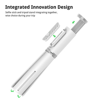 ATUMTEK Selfie Stick Tripod, 3-in-1 Extendable Aluminum Phone Tripod with Detachable Bluetooth Remote, Compatible with iPhone 17/16/15/14/13/12/11/11 Pro/XS Max/XR and Samsung Smartphones, White