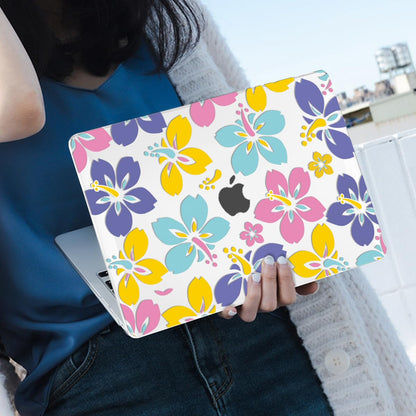 LCMOCICO for MacBook Air 13 Inch Case 2021 2020 2019 2018, Pattern Plastic Hard Shell Case Keyboard Cover for Mac Air 13 A2337 M1 A2179 A1932 with Touch ID & Retina Display, Colorful Hibiscus Flower
