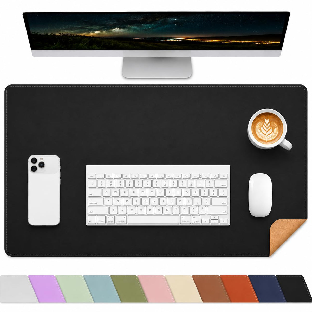 AFIING Leahter Desk Pad 47" x 17", Red,Desk Cover mat