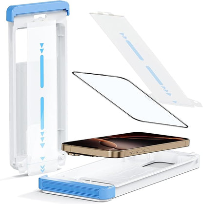 Screen Protector for iPhone 15/16/14Pro Military Grade Tempered Glass Auto-Alignment OneTouch Kit Cell Phone Accessories Bubble Free Case Friendly Auto Dust-Removal Easy Install [1 Pack]