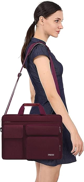 MOSISO Laptop Shoulder Bag, Computer Bag with 2 Raised&1 Flapover&1 Horizontal Pocket&Handle&Belt