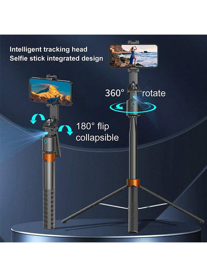 Auto Face Tracking Phone Holder, 360° Rotation Phone Tripod with Wireless Remote and Phone Holder, Selfie Stick Tripod for iPhone、Android Phone, Applied to YouTube, Vlog/TIK Tok