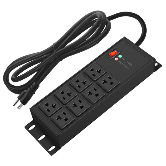 CCCEI 12 Gauge Heavy Duty Power Strip, 8 Ports, Black, 12FT.