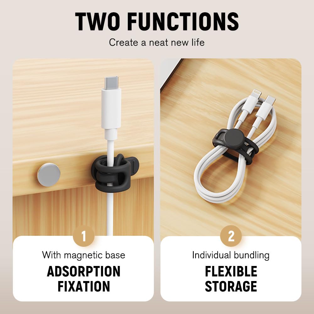 24pcs Silicone Cable Ties, Magnetic Data Cable Organizers Reusable Cable Ties Wire Organizer Adjustable Fastening Cable Straps Magnetic Silicone Cable Straps Cord Organizer for Bundling Earphone