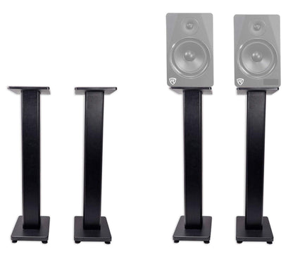 Rockville Pair RHTSB 36 Inch Bookshelf Speaker Stands, High-Performance Wood, Cable Management, Dual Platform Sizes, for Home Theater and Studio Monitors