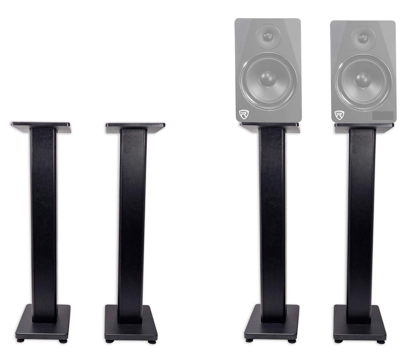 Rockville Pair RHTSB 36 Inch Bookshelf Speaker Stands, High-Performance Wood, Cable Management, Dual Platform Sizes, for Home Theater and Studio Monitors