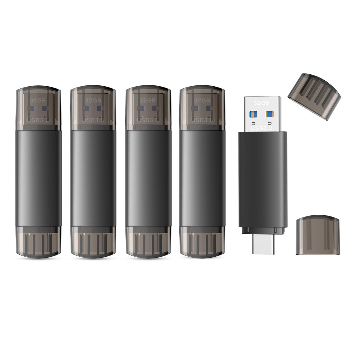 128GB USB C Flash Drive Dual USB 3.1 Flash Drive Type C + USB A Portable Type-C Flash Drive 2-in-1 USB-C Thumb Drive for Smartphone Tablet Computer Mac iPhone 15 Black