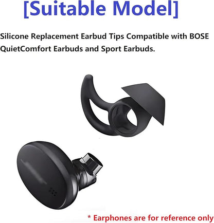 Silicone Earbud Tips - 3 Pairs SML Soft & Comfortable Noise Isolation - Black Ear Tips - Compatible with Bose QuietComfort & Sport Earbuds