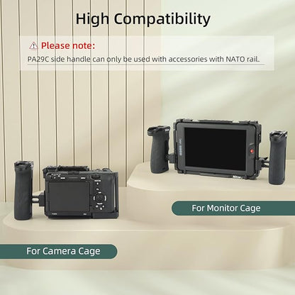 Nitze Ergonomic NATO Side Handle with NATO Calmp, Up/Down and Left/Right Adjustable, Rubberized Aluminum Camera Side Handle Camera/Monitor Cages - PA29C