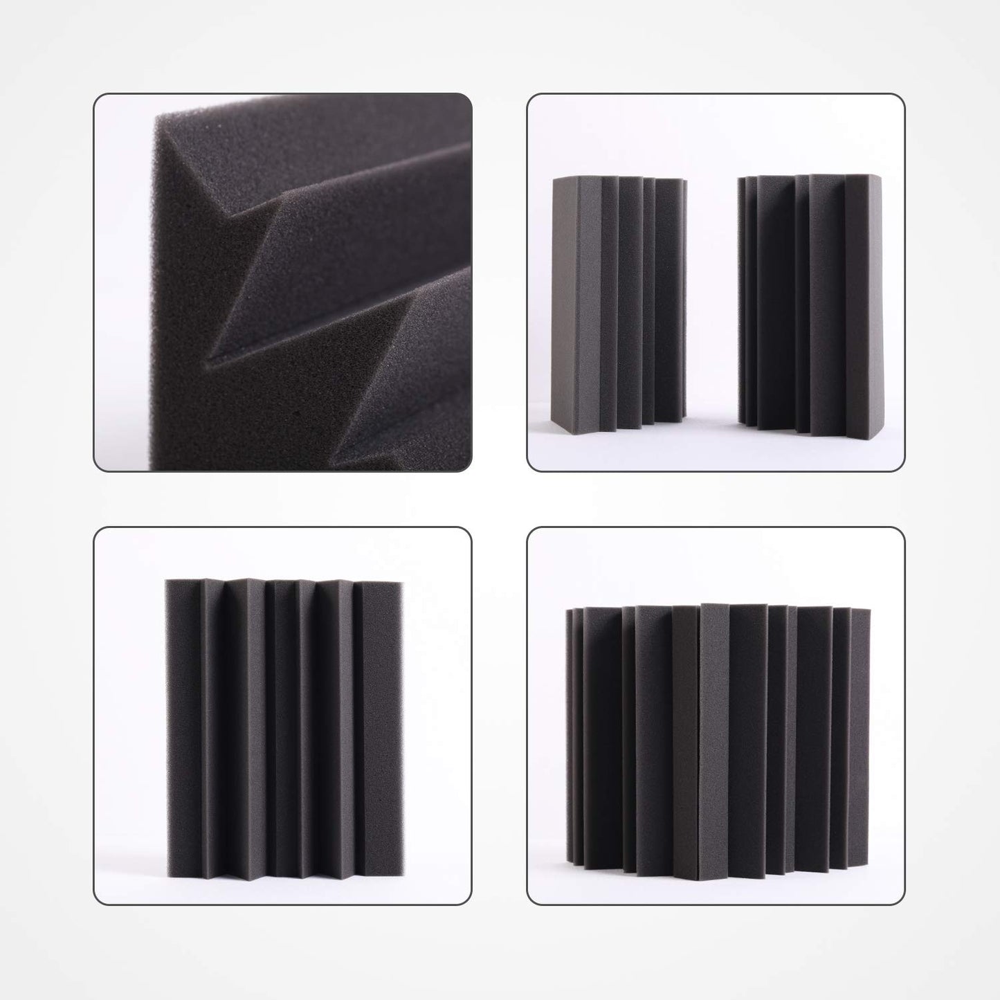 8 Pack - Bass Traps Acoustic Foam Corner, 8''x8''x12'' Black Bass Traps Corner Studio Foam, High Density and Fire-Proof Acoustic Panels Recording Studio Acoustical Treatments