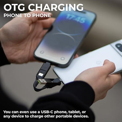 Rolling Square inCharge X, Multi Charging Cable, Portable Keychain Charger Cable, 6-in-1 with 100W Ultra-Fast Charging Power, Saturn Gold, Multi Charger