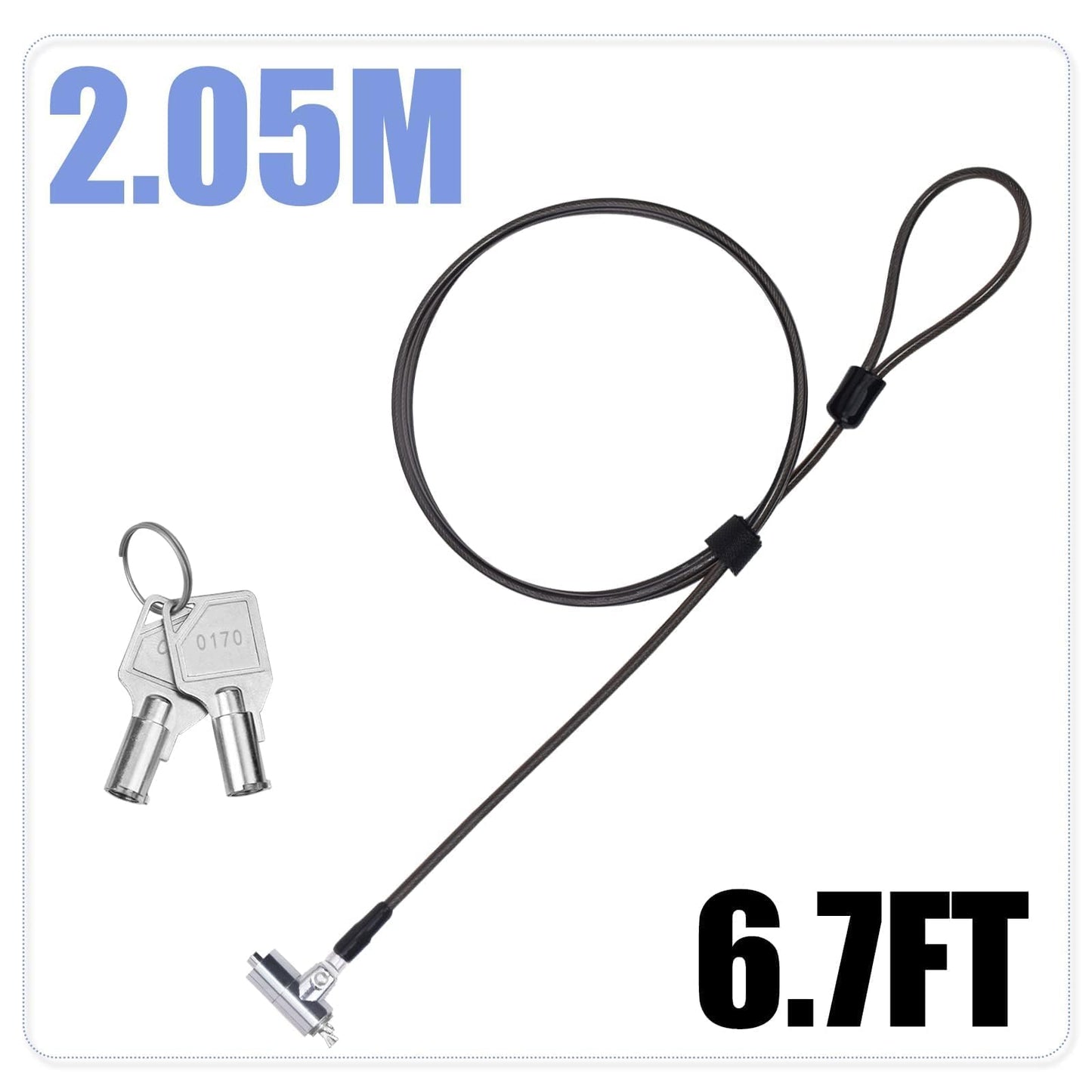 I3C Laptop Cable Lock Hardware Security Cable Lock Anti Theft 6.7FT Cable Lock Compatible with Laptop Anti-Theft Security Locking Cable Compatible for Wedge Type Slot(6 * 2.5mm)