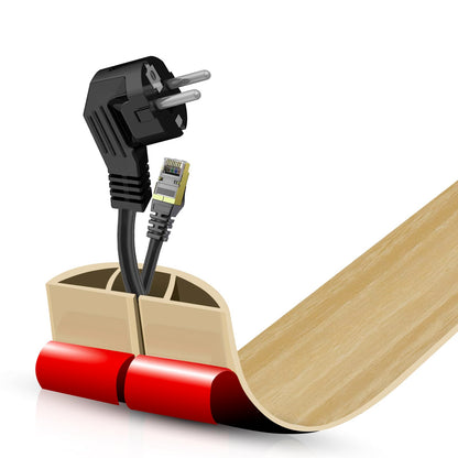 Floor Cord Cover Self Adhesive Cord Hider,3.3FT Cable Management, Extension Strip Protector for Wires, Prevent Cable Trips for Offices, Gyms, Exhibitions Cavity:0.47"(W) x0.35(H) WoodLightyellow