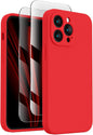 FireNova for iPhone 14 Pro Case, Silicone Upgraded [Camera Protection] Phone Case with [2 Screen Protectors], Soft Anti-Scratch Microfiber Lining Inside, 6.1 inch, Red
