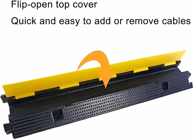 YONSHENG Rubber Cable Ramp Cord Cover Cable Protector Ramps Wire Hose Protective 1 Channel 22000Lbs Load Capacity Traffic Speed Bump for Asphalt Concrete Gravel Driveway Indoor Outdoor, 5 Pack