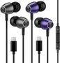 Keyron Lightning Headphones for iPhone [MFi Certified],Wired Earbuds with Built-in Microphone & Volume Control, Earphone Compatible with iPhone 14/13/12/11/XR/XS/X/8/7/SE/Pro/Pro Max, Black/Purple,2Pc