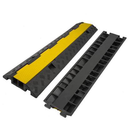 CXRCY Cable Ramp 3 Pack 2 Channel 11000lbs axle Capacity Floor Cord Cable Protector, Rubber Speed Bumps Hose Protector Ramps for Wire/Hose/Pipe Hider Driveway &Outdoor 40x10x2 inch(L x W x H)