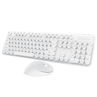 Wireless Keyboard Mouse Combo,104 Keys Cute Colorful Typewriter White