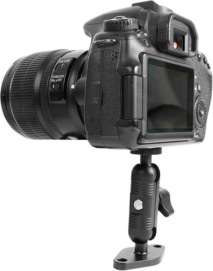 xik Metal 1/4"-20 Mount with Drill Plate Base for Monitors, Action Camera，CCTV Cameras, Camcorders, 360° Rotation Adjustable Camera Mount for Installation on Car Dashboard, Ceiling, and Walls