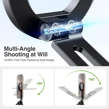 elitehood Aluminum Tripod Phone Mount Adapter for DJI RS 4 Mini, Magnetic Smartphone Tripod Mount with Arca-Standard & Hot Shoe Plate for Camera, Cold Shoe Phone Mount Fit iPhone 16 15 14 Series
