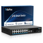 10 Port 2.5Gb Unmanaged Ethernet Switch with 8* 2.5G Base-T Ports, 2* 10G SFP+ Ports. GiGaPlus 2.5Gbps Network Switch for 2.5Gbps NAS/PC, WiFi6 Router, Wireless AP. Fanless Design, Plug and Play