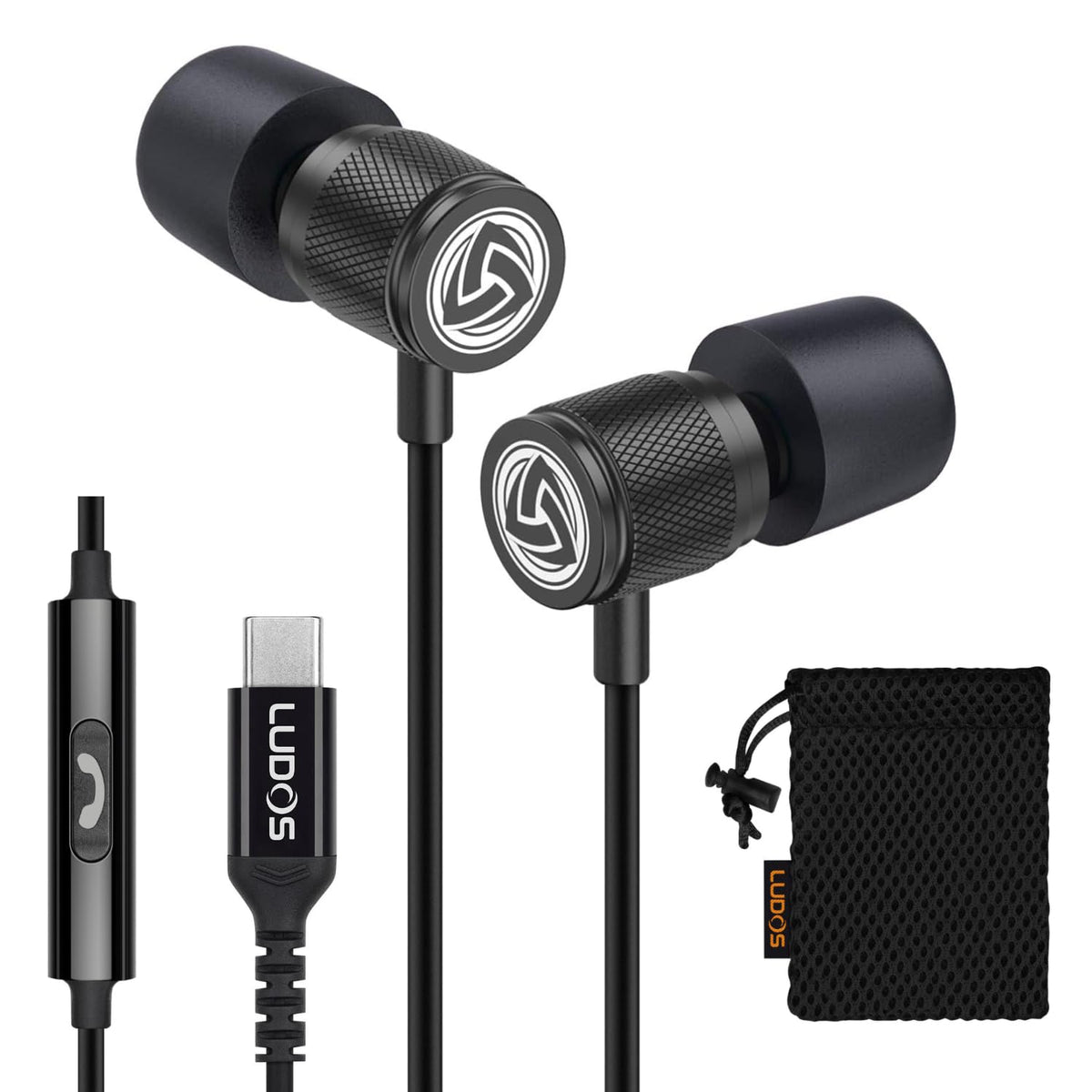 LUDOS Ultra Wired Earbuds in-Ear Headphones, 5 Years Warranty, Earphones with Mic, Noise Isolating Ear Buds, Memory Foam for iPhone, Samsung, School Students, Kids, Women, Small Ears - Turquoise