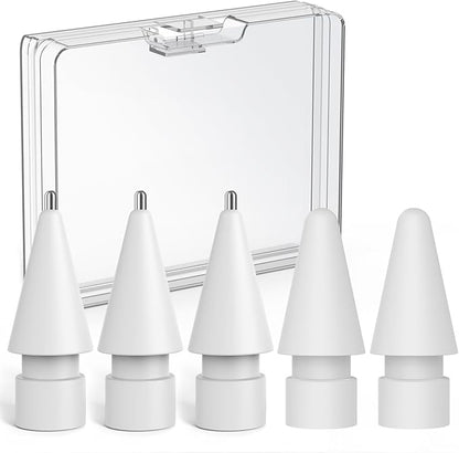 Delidigi 5 Pack Replacement Tips Compatible with Apple Pencil Pro/2nd Generation/1st Gen/USB C, Wear-Resistant iPencil Nibs Accessories Fine Point Precise Control Pen Like Tips
