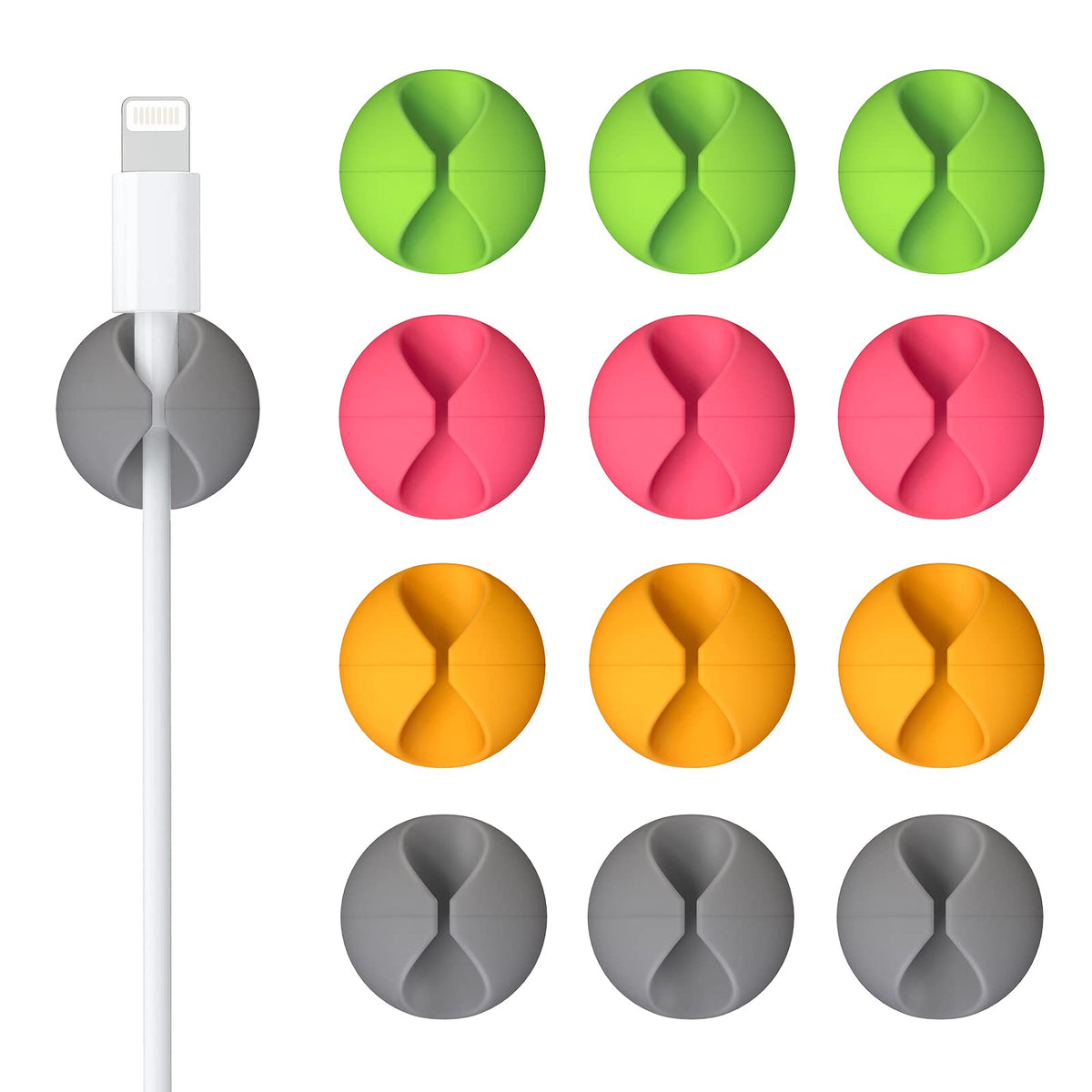 Znben 12 Pack Cable Clips, Adhesive Cord Organizer Holder for Desk Colorful