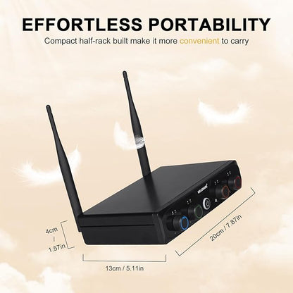 4-Channel Wireless Conference Microphone System, UHF Compact Cordless Mic Set w/ 4x10 Frequencies, 200ft Range, 4 Gooseneck Mics for Lecture, Church, Conference, Public Speaking (MWM-41-4G)