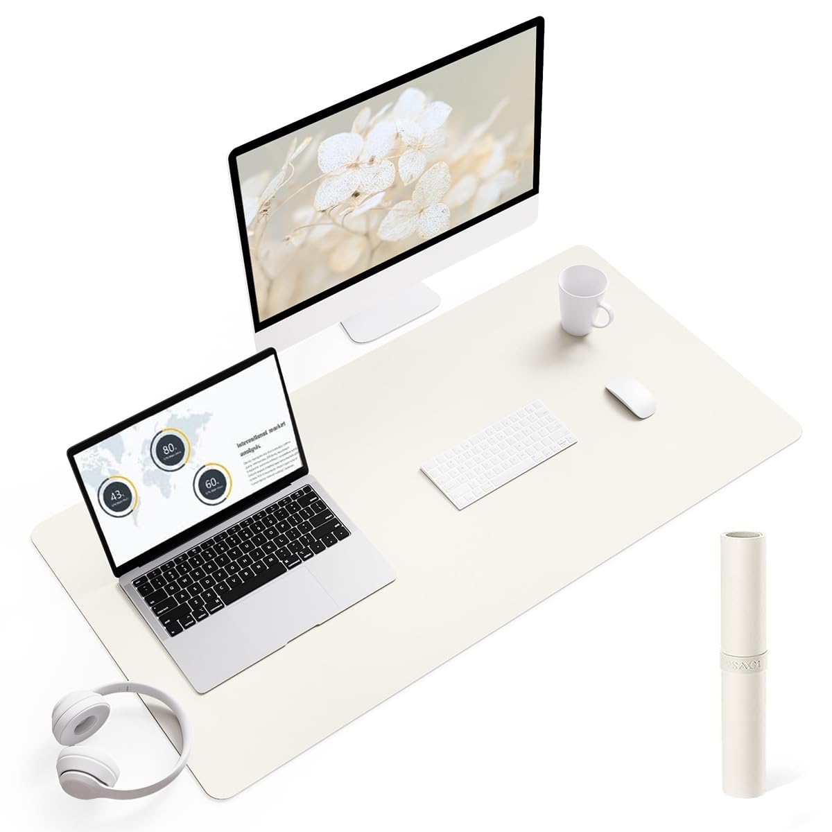 YSAGi Non-Slip Leather Desk Pad, Waterproof Laptop Computer Desk Keyboard Mat, Table Protector Blotter Mat, Large Mouse Pad for Office/Work/Home/Decor(Black, 31.5" x 15.7")