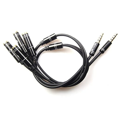REXUS Black 2-Pack 3.5mm Y Splitter Stereo Audio Cable 4-Pole Male to 2 Female for Headphone, Headset Splitter Adapter Extension Aux Cable, Compatible MobilePhone and New Laptop(M22F35Hx2)