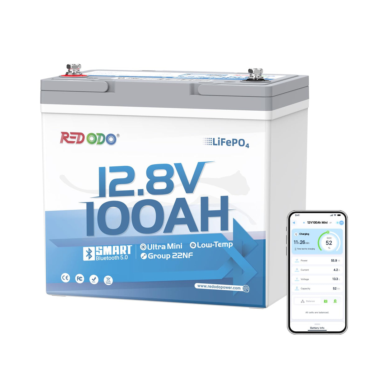 Redodo 2-Pack 12V 200Ah LiFePO4 Battery, 200A BMS, for RV, Marine, Solar