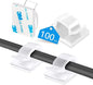100PCS Cable Clips, Adhesive Wire Clips Organizer Cord Clips Management, Cable Staples Outdoor Strong for Wall, Desk, Christmas Lights, String Lights, TV PC Ethernet Cable, Clear Small