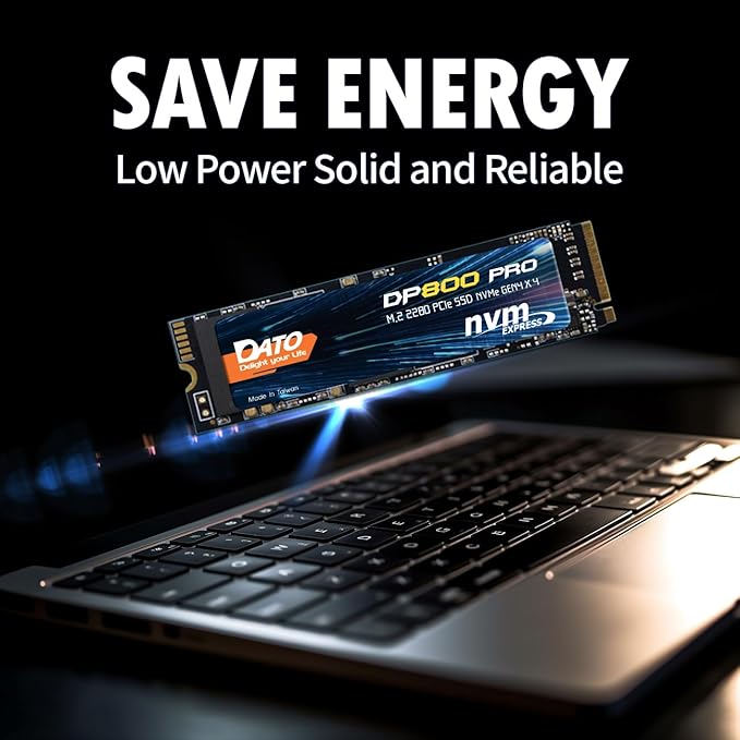DATO M.2 2280 SSD 1TB, PCIe Gen4 x4 NVMe SSD Internal Solid State Drive for Gaming and Creators, Compatible with Desktop and Laptop, Up to 5100/4600 MB/s - DP800 Pro