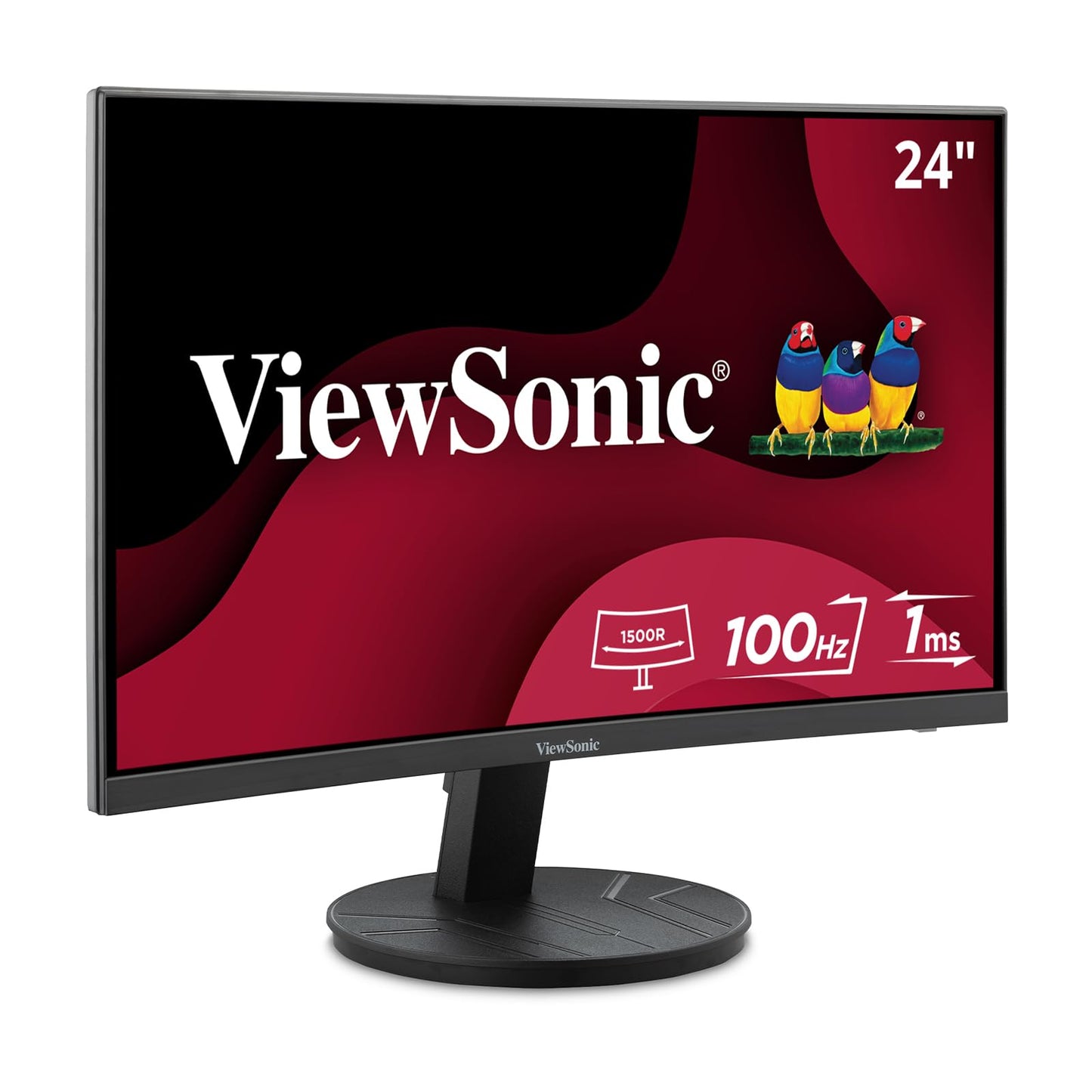 ViewSonic VA2416C 24 Inch 1080p Curved Monitor, Frameless Design with Variable Refresh Rate for Home Entertainment, HDMI, and DisplayPort Inputs