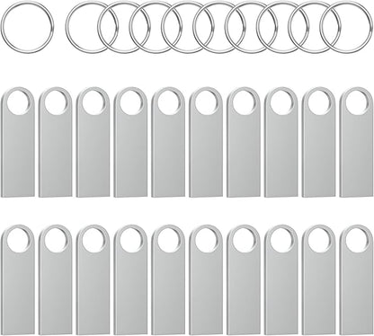 ABLAZE 8GB Flash Drive 20 Pack, Metal USB 2.0 Thumb Drives with Keychains USB Sticks Pendrives (Sliver)