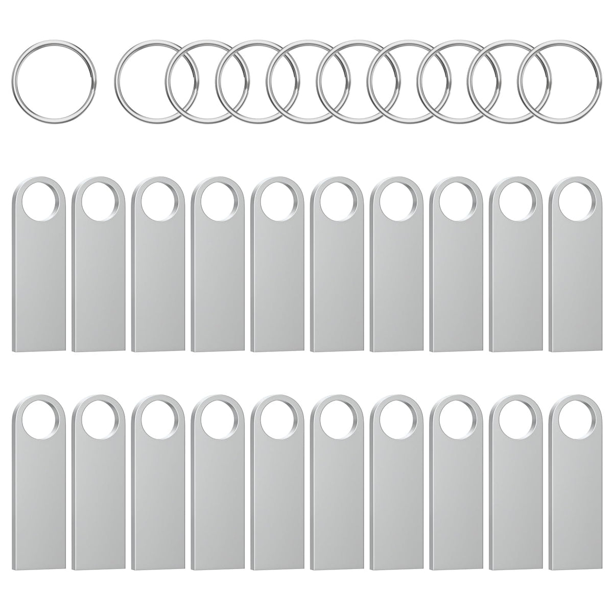 ABLAZE 8GB Flash Drive 10 Pack, Metal USB 2.0 Thumb Drives with Keychains